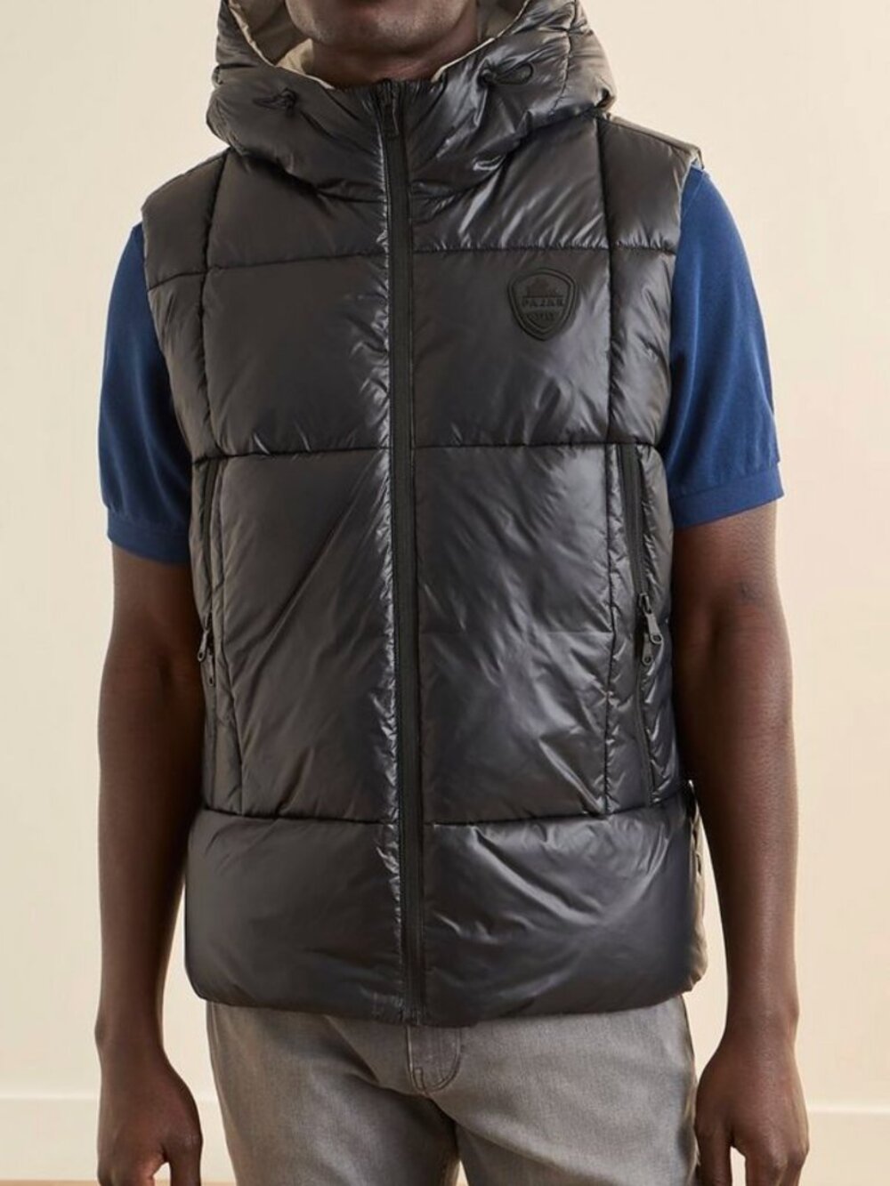 NWOT Pajar Kirian REVERSIBLE Hooded Puffer Vest Shiny Black/ White Sz S